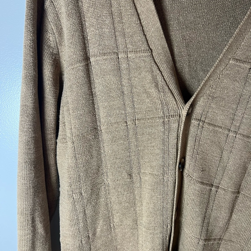 Oscar De La Renta Men’s Cardigan Sweater Tan Button Up Grandpa Old Money Size M - Picture 2 of 5